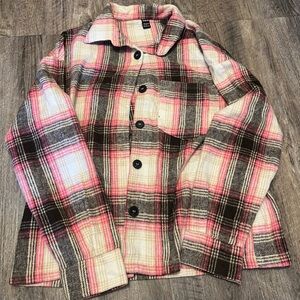 SHEIN Women’s Plaid Jacket/ Flannel in Pink and Brown